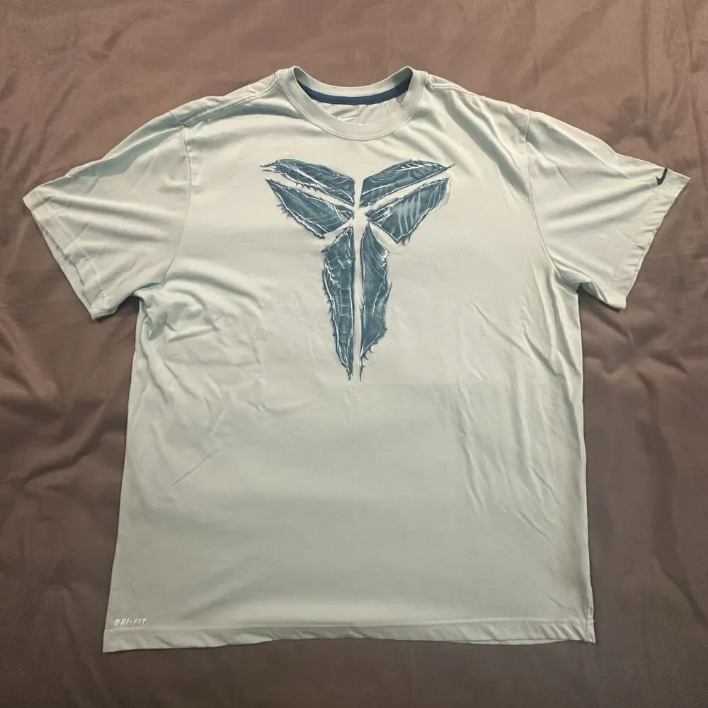 Nike Kobe Bryant Shirt Mens 2XL Sheath Logo Snake Mamba Dri-Fit Light Blue